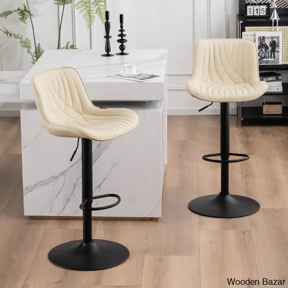 Zagero Swivel Adjustable Height Bar Stools Leather Upholstered Counter And Bar Modern Pub Stool