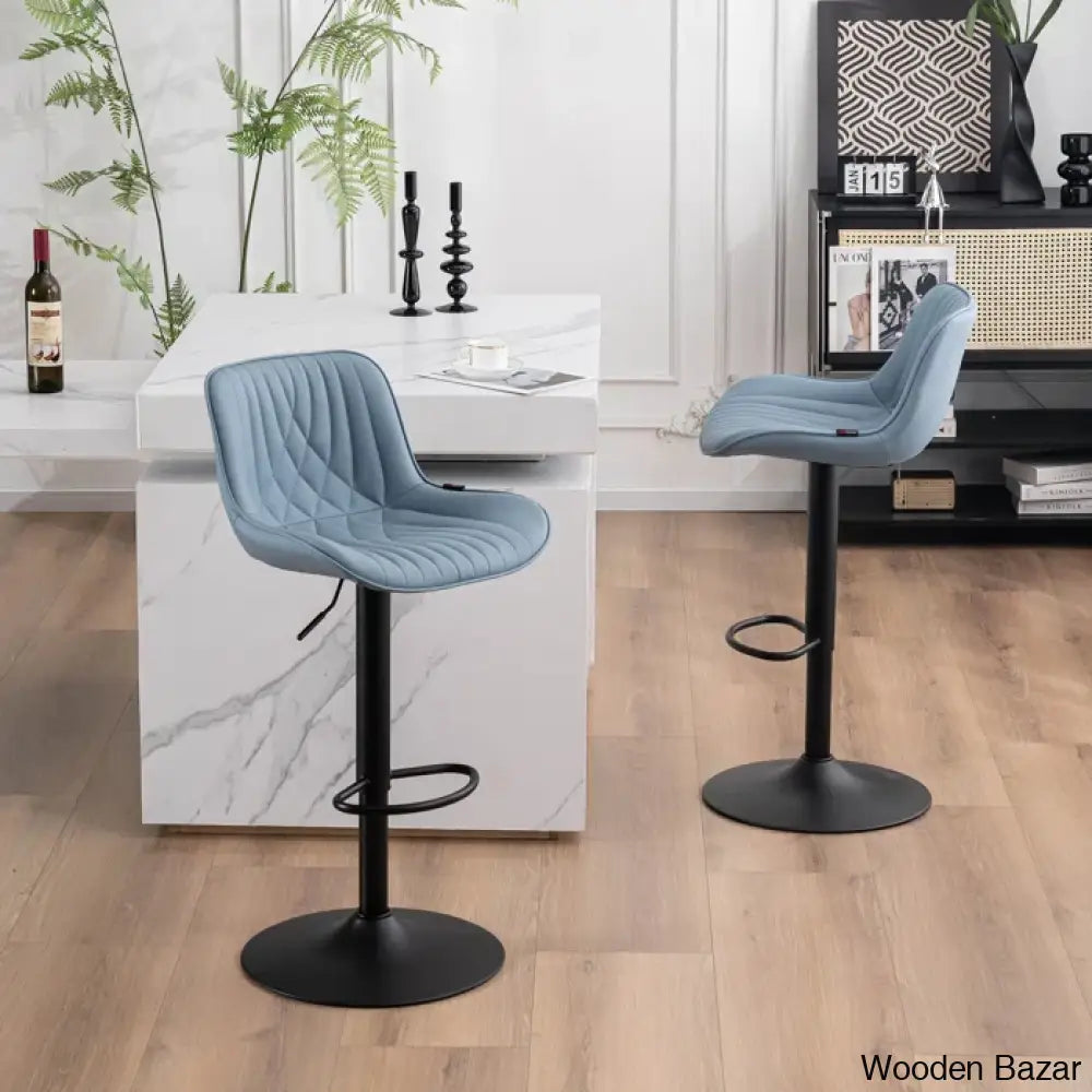 Zagero Swivel Adjustable Height Bar Stools Leather Upholstered Counter And Bar Modern Pub Stool