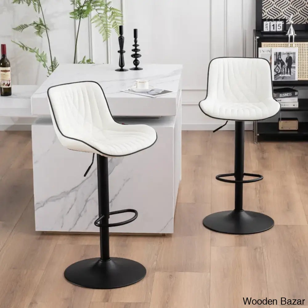 Zagero Swivel Adjustable Height Bar Stools Leather Upholstered Counter And Bar Modern Pub Stool