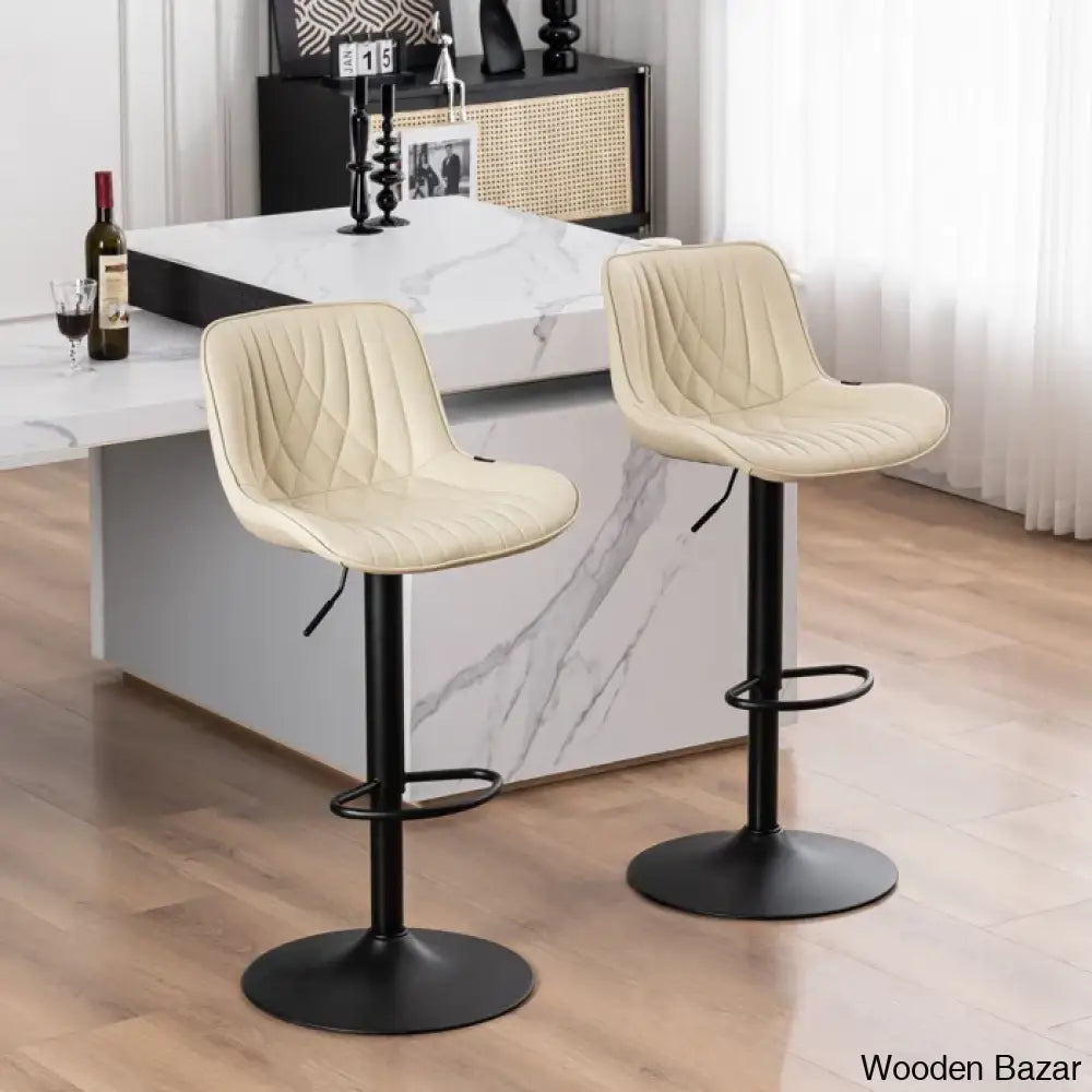 Zagero Swivel Adjustable Height Bar Stools Leather Upholstered Counter And Bar Modern Pub Stool