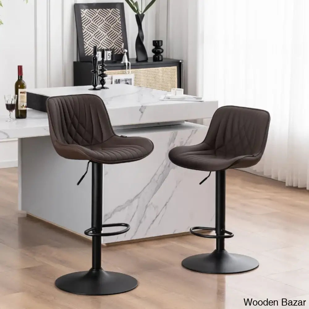 Zagero Swivel Adjustable Height Bar Stools Leather Upholstered Counter And Bar Modern Pub Stool