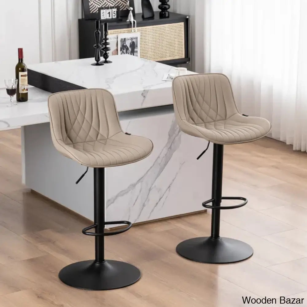 Zagero Swivel Adjustable Height Bar Stools Leather Upholstered Counter And Bar Modern Pub Stool