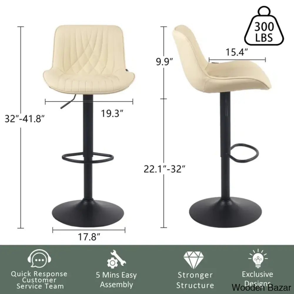 Zagero Swivel Adjustable Height Bar Stools Leather Upholstered Counter And Bar Modern Pub Stool