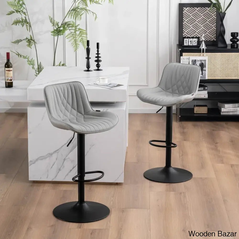 Zagero Swivel Adjustable Height Bar Stools Leather Upholstered Counter And Bar Modern Pub Stool