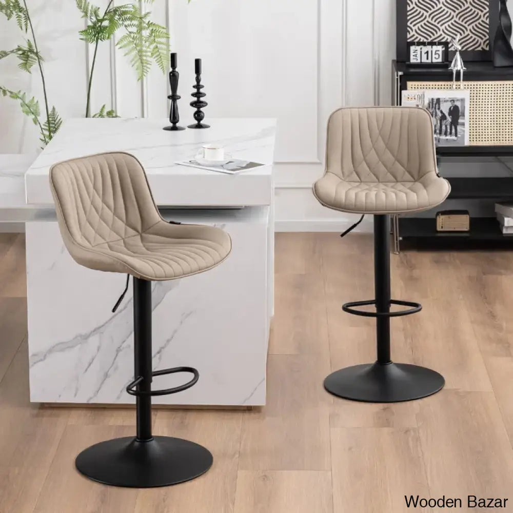 Zagero Swivel Adjustable Height Bar Stools Leather Upholstered Counter And Bar Modern Pub Stool