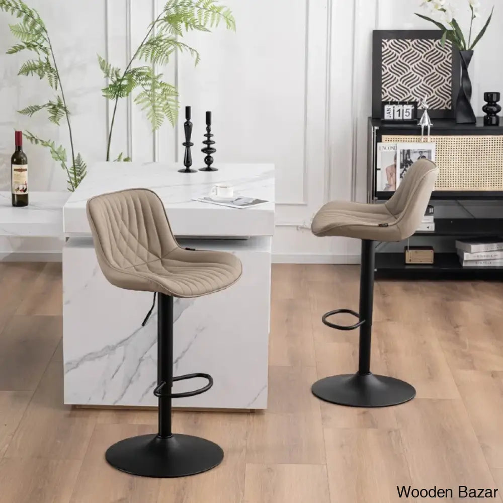 Zagero Swivel Adjustable Height Bar Stools Leather Upholstered Counter And Bar Modern Pub Stool