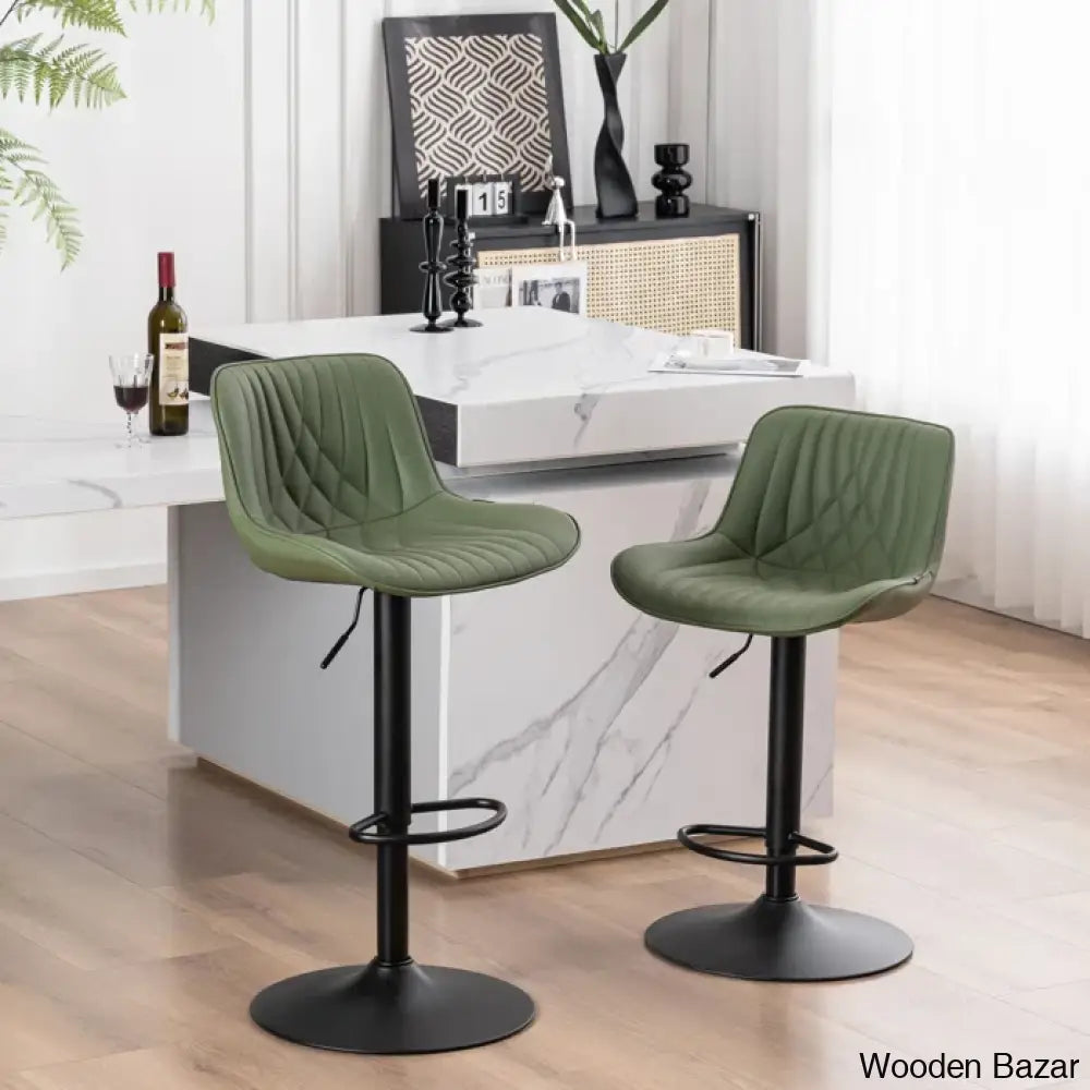 Zagero Swivel Adjustable Height Bar Stools Leather Upholstered Counter And Bar Modern Pub Stool