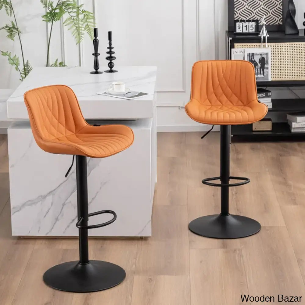 Zagero Swivel Adjustable Height Bar Stools Leather Upholstered Counter And Bar Modern Pub Stool