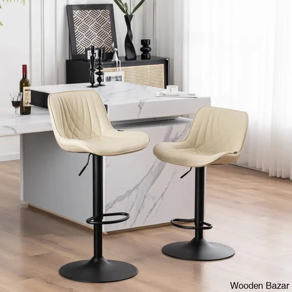 Zagero Swivel Adjustable Height Bar Stools Leather Upholstered Counter And Bar Modern Pub Stool