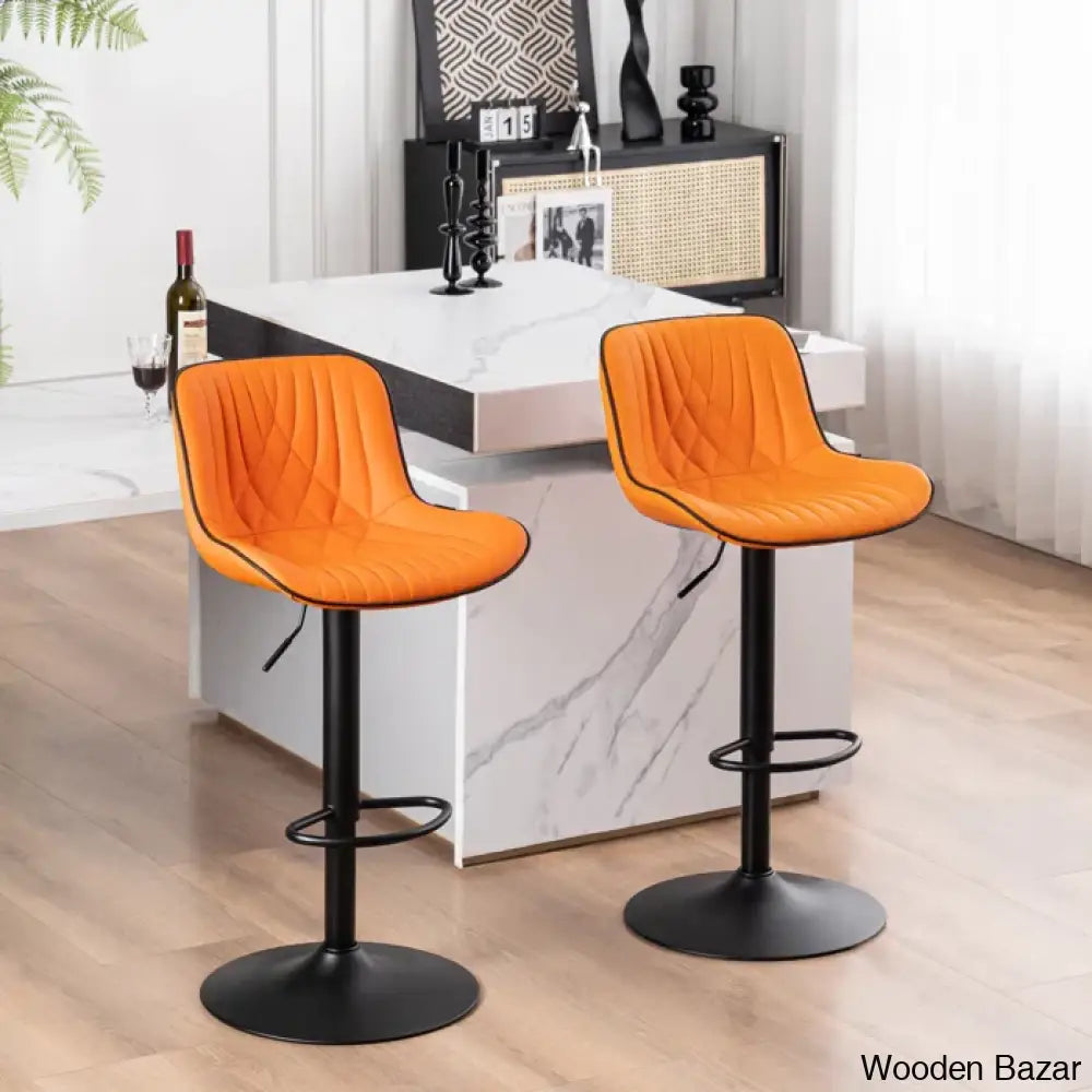 Zagero Swivel Adjustable Height Bar Stools Leather Upholstered Counter And Bar Modern Pub Stool