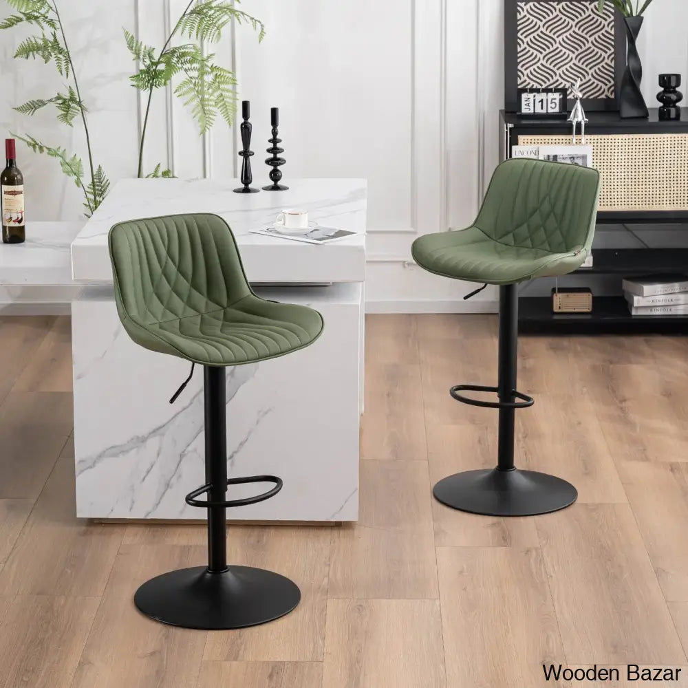 Zagero Swivel Adjustable Height Bar Stools Leather Upholstered Counter And Bar Modern Pub Stool