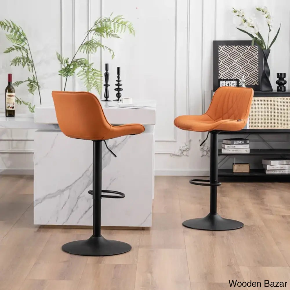 Zagero Swivel Adjustable Height Bar Stools Leather Upholstered Counter And Bar Modern Pub Stool