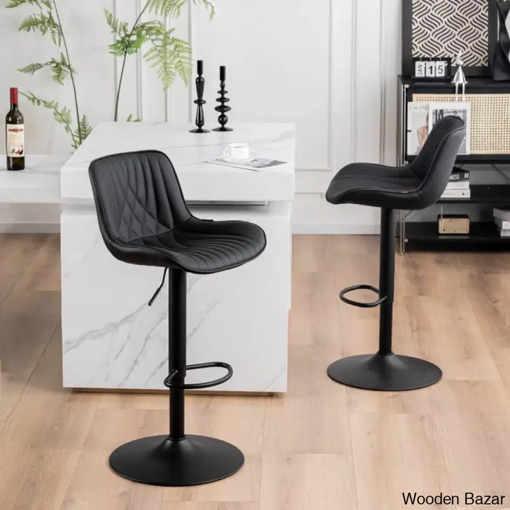 Zagero Swivel Adjustable Height Bar Stools Leather Upholstered Counter And Bar Modern Pub Stool