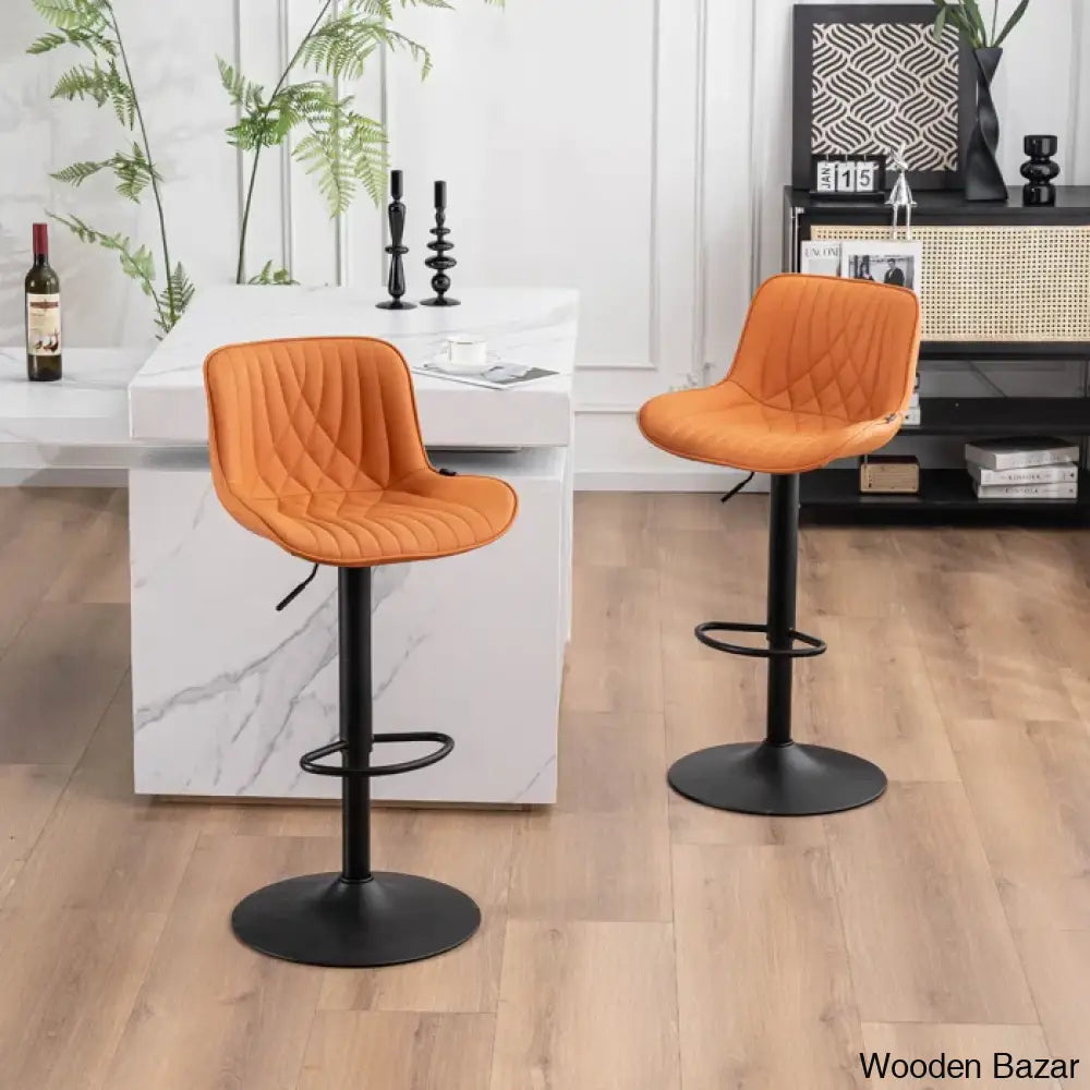 Zagero Swivel Adjustable Height Bar Stools Leather Upholstered Counter And Bar Modern Pub Stool