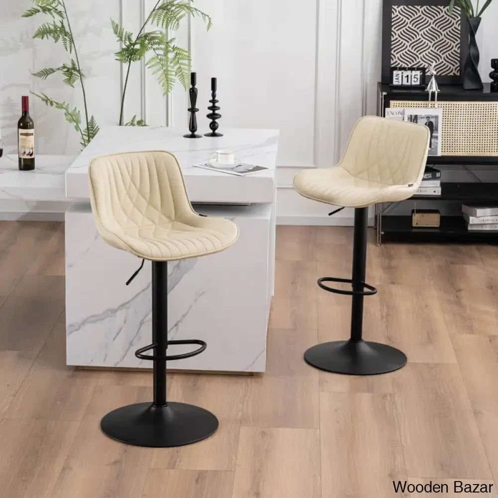 Zagero Swivel Adjustable Height Bar Stools Leather Upholstered Counter And Bar Modern Pub Stool