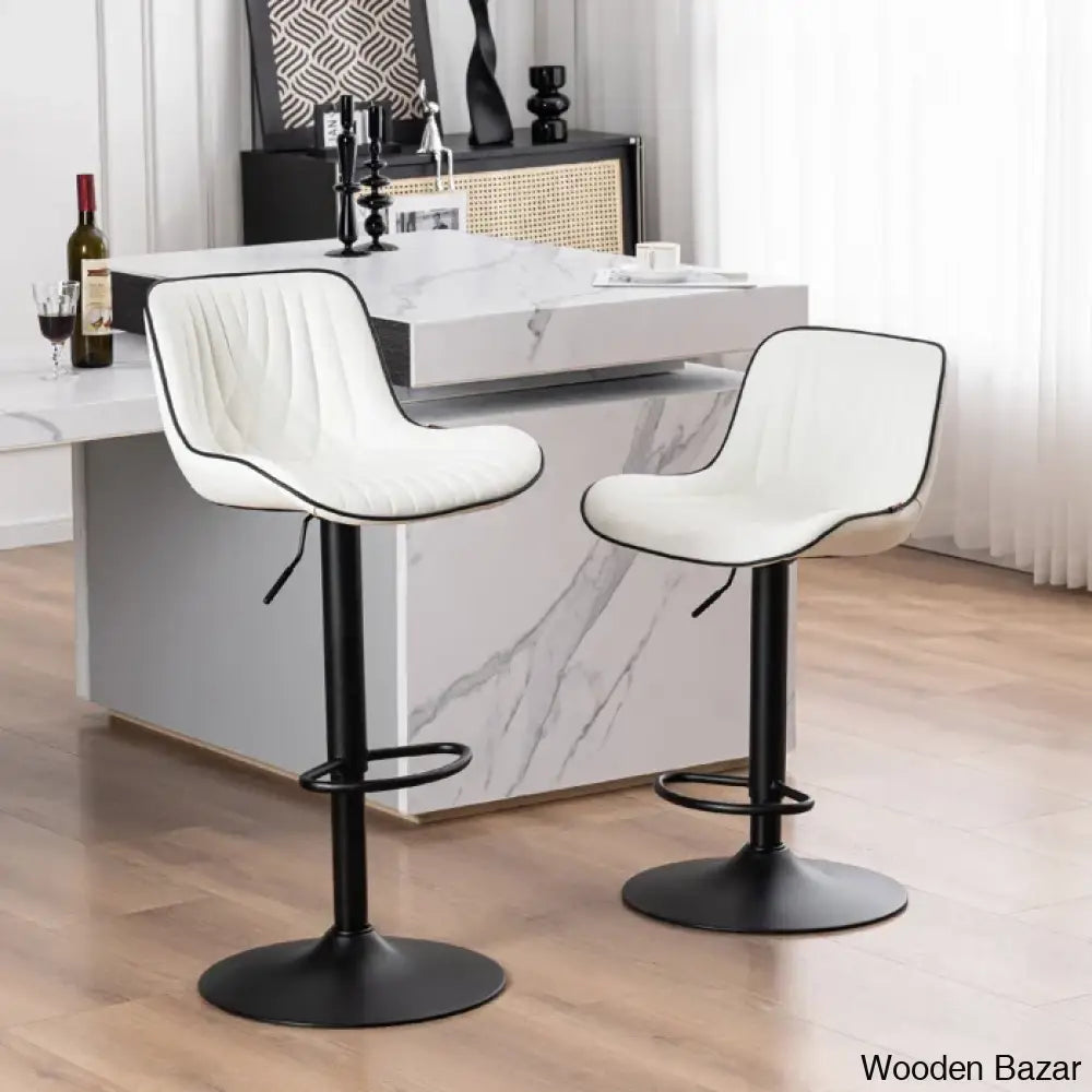 Zagero Swivel Adjustable Height Bar Stools Leather Upholstered Counter And Bar Modern Pub Stool