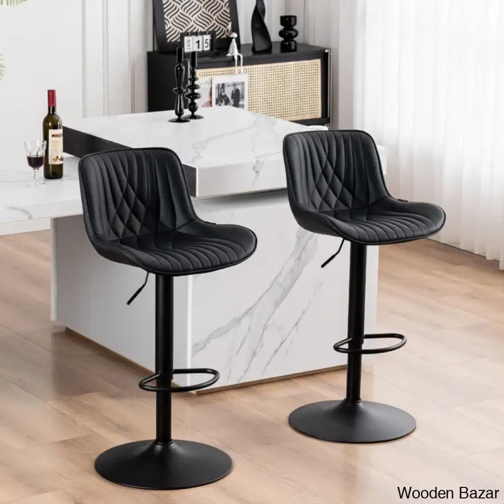 Zagero Swivel Adjustable Height Bar Stools Leather Upholstered Counter And Bar Modern Pub Stool