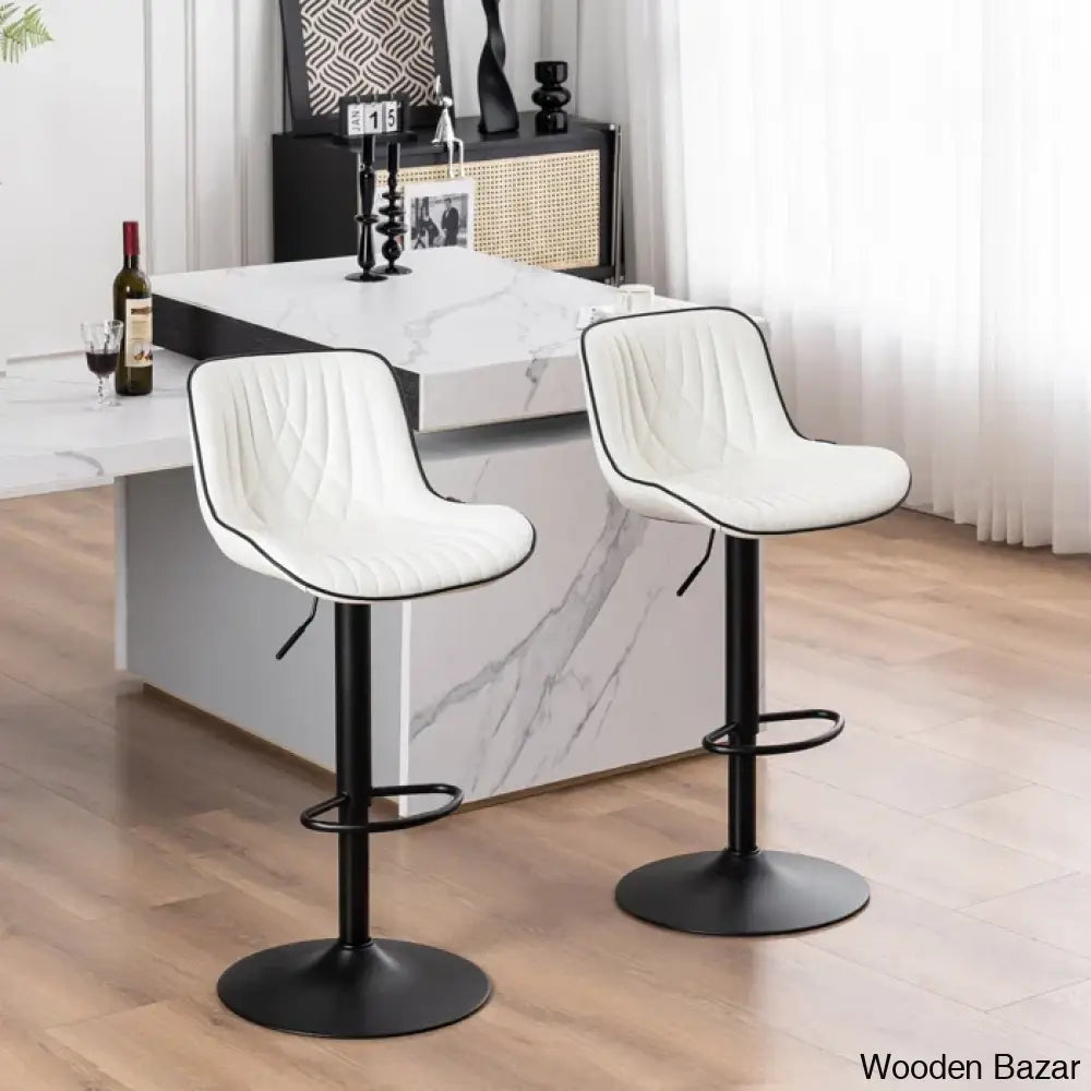 Zagero Swivel Adjustable Height Bar Stools Leather Upholstered Counter And Bar Modern Pub Stool