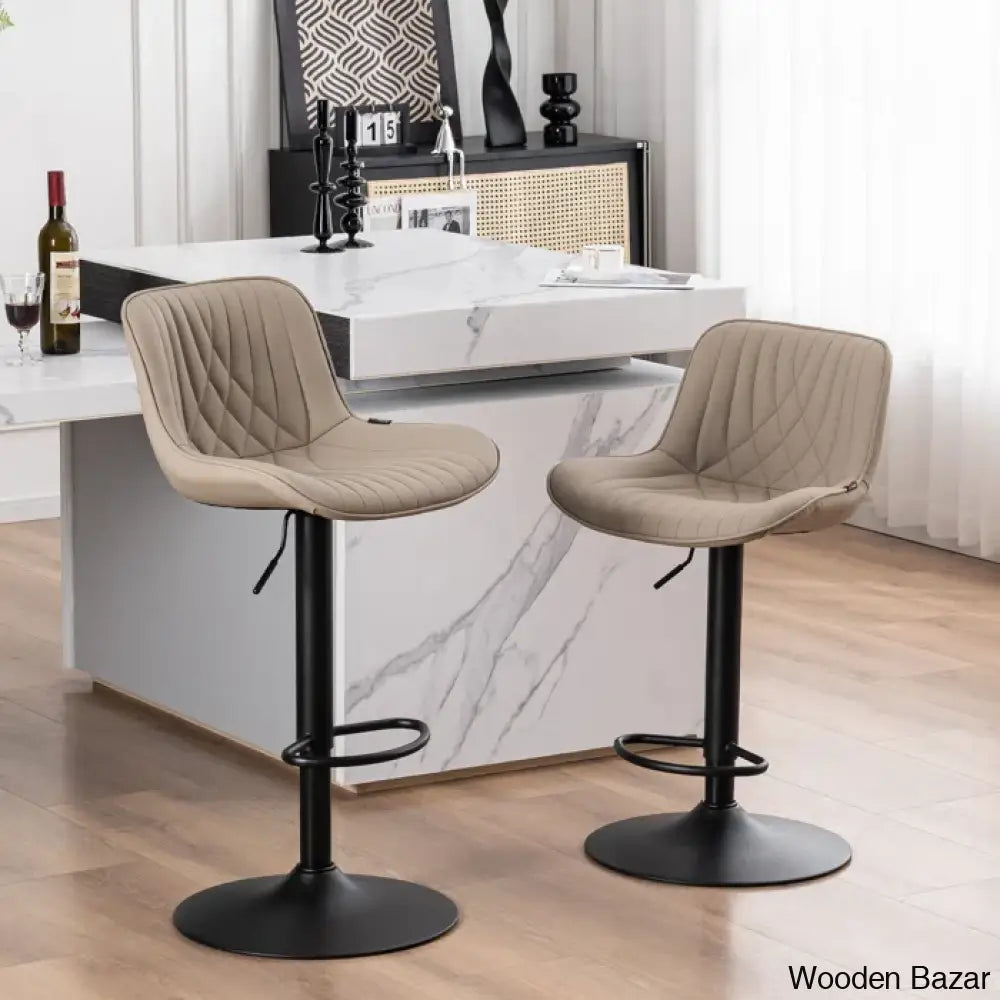 Zagero Swivel Adjustable Height Bar Stools Leather Upholstered Counter And Bar Modern Pub Stool