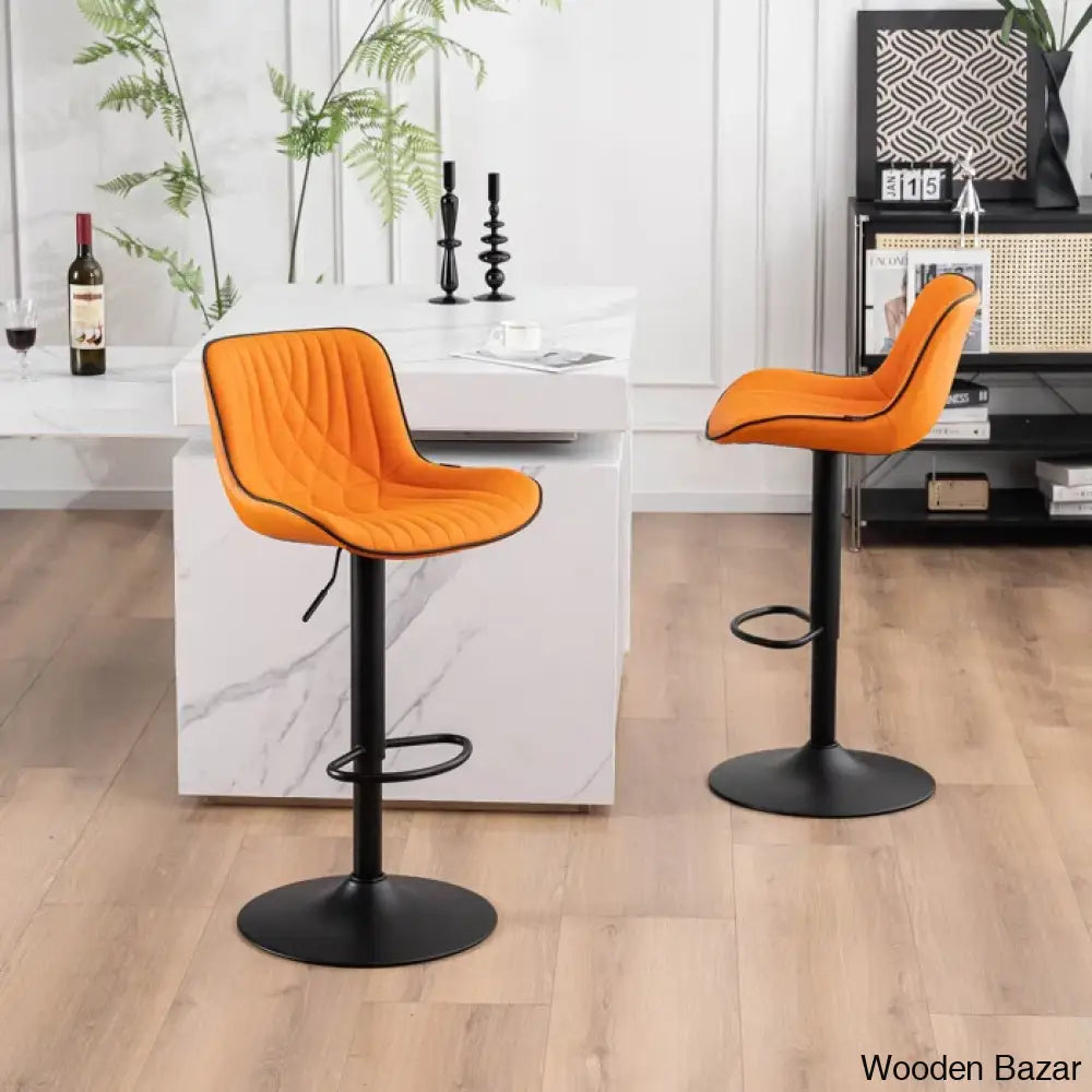 Zagero Swivel Adjustable Height Bar Stools Leather Upholstered Counter And Bar Modern Pub Stool