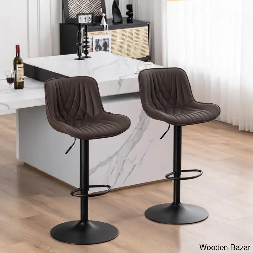 Zagero Swivel Adjustable Height Bar Stools Leather Upholstered Counter And Bar Modern Pub Stool