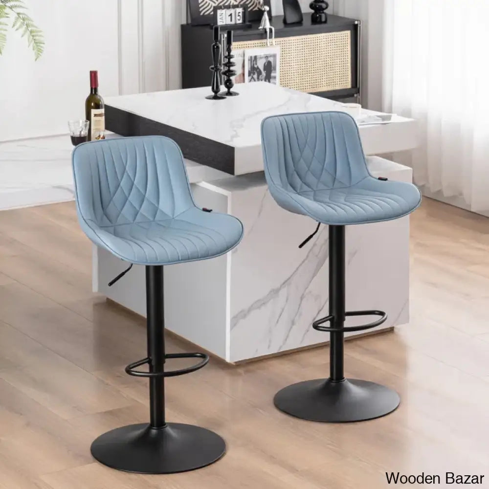 Zagero Swivel Adjustable Height Bar Stools Leather Upholstered Counter And Bar Modern Pub Stool