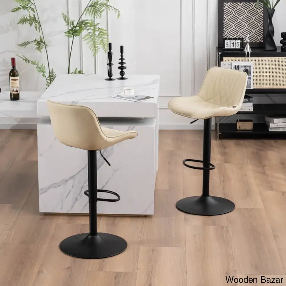 Zagero Swivel Adjustable Height Bar Stools Leather Upholstered Counter And Bar Modern Pub Stool