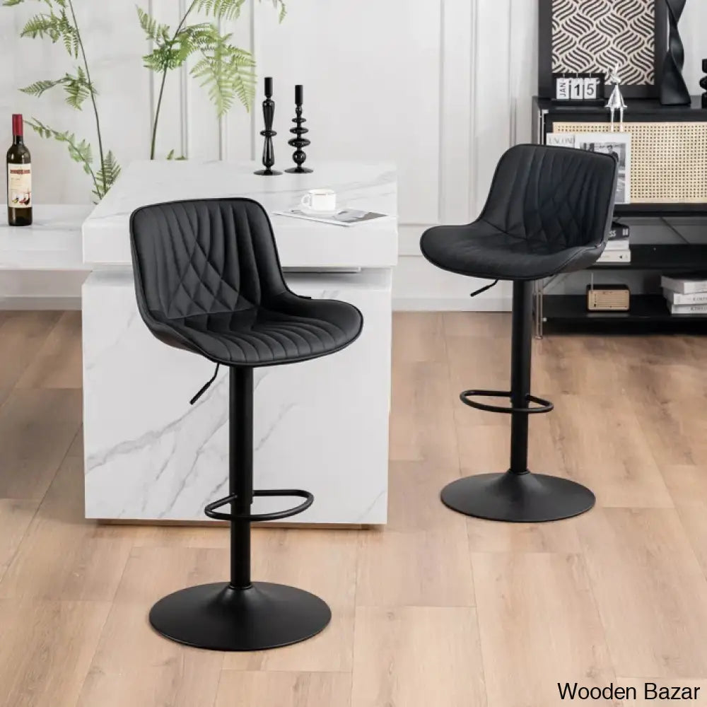 Zagero Swivel Adjustable Height Bar Stools Leather Upholstered Counter And Bar Modern Pub Stool