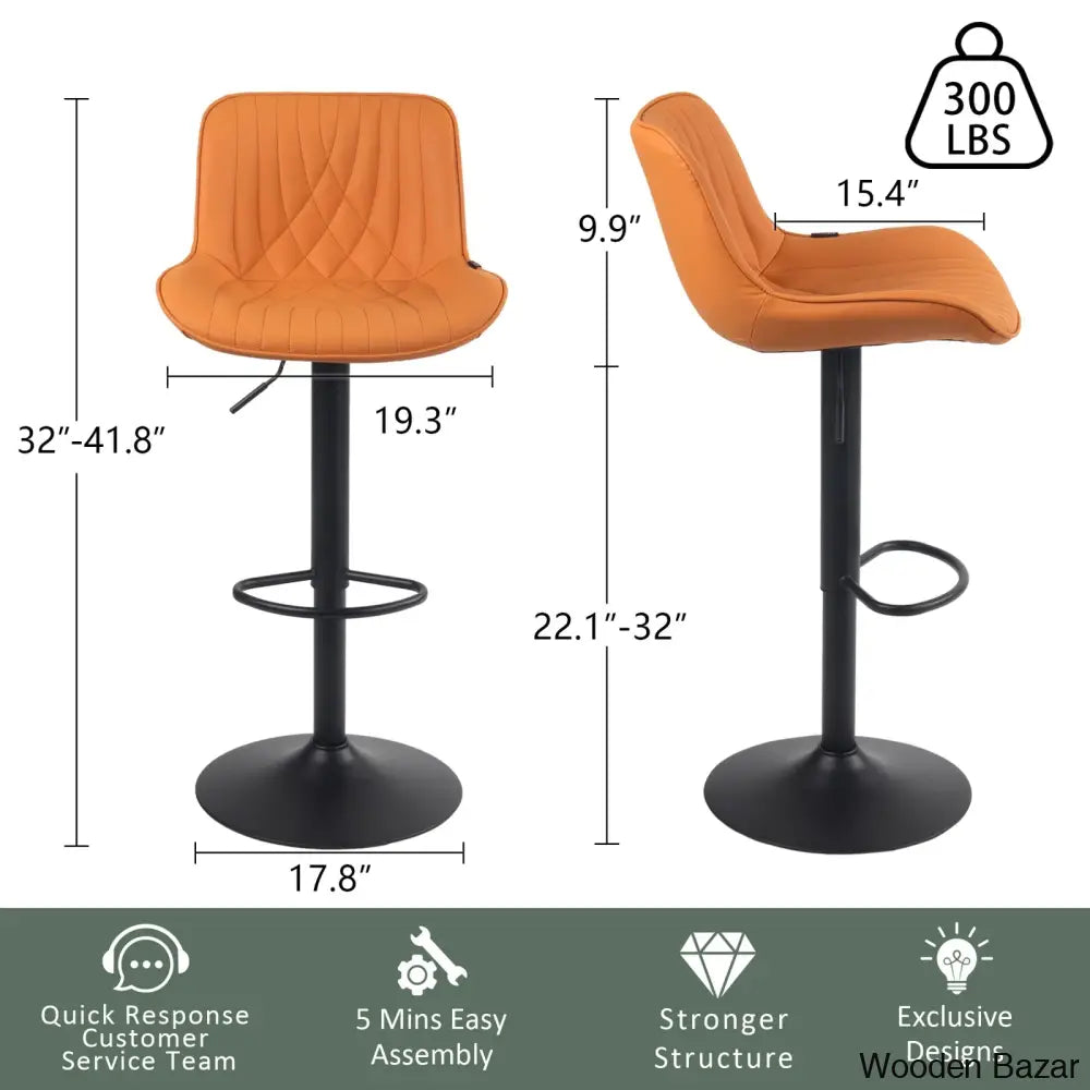 Zagero Swivel Adjustable Height Bar Stools Leather Upholstered Counter And Bar Modern Pub Stool