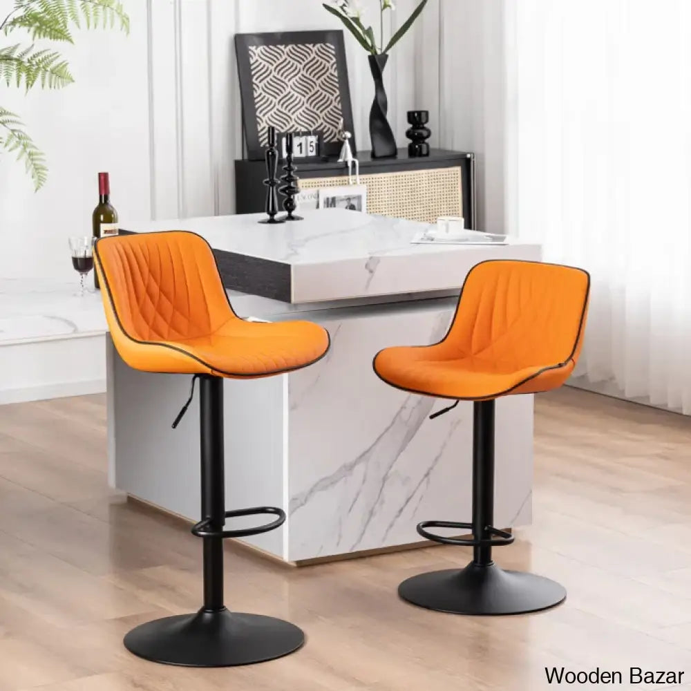 Zagero Swivel Adjustable Height Bar Stools Leather Upholstered Counter And Bar Modern Pub Stool