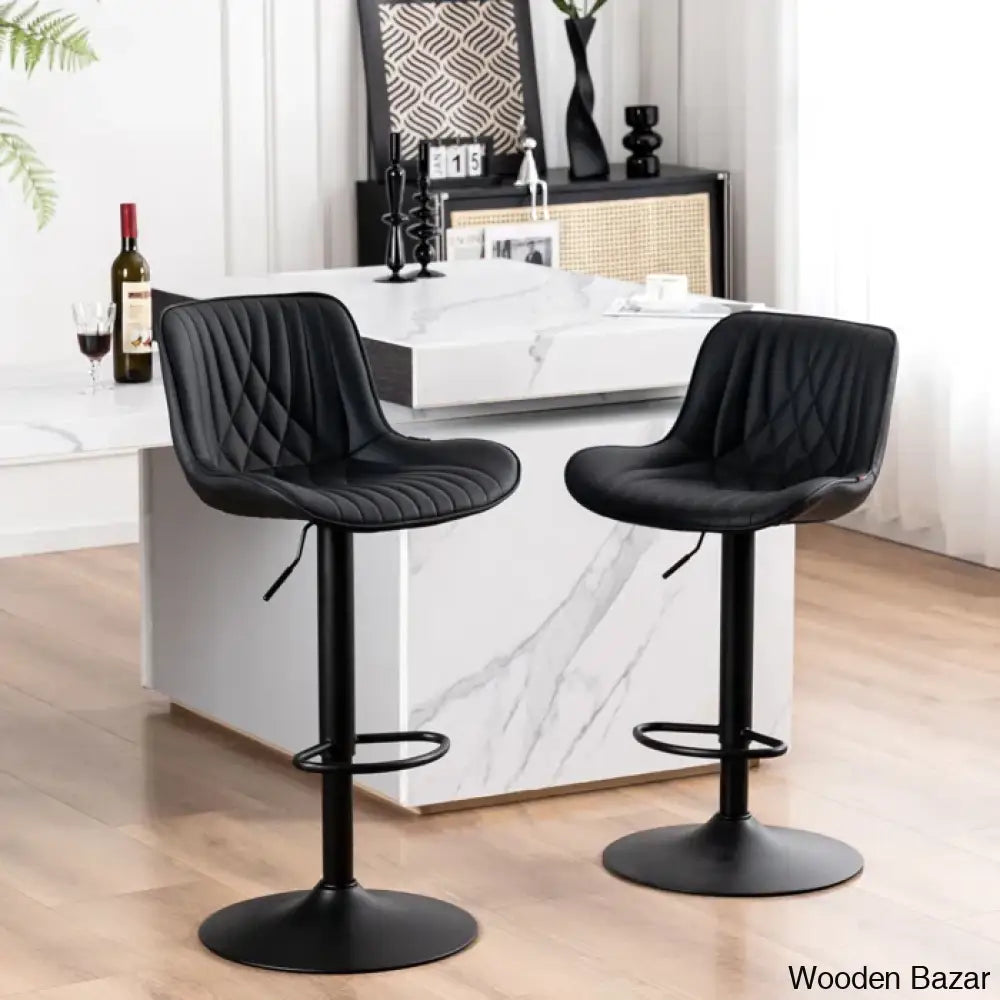 Zagero Swivel Adjustable Height Bar Stools Leather Upholstered Counter And Bar Modern Pub Stool