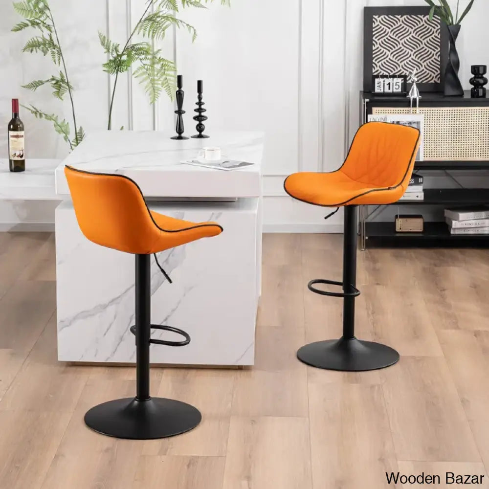 Zagero Swivel Adjustable Height Bar Stools Leather Upholstered Counter And Bar Modern Pub Stool