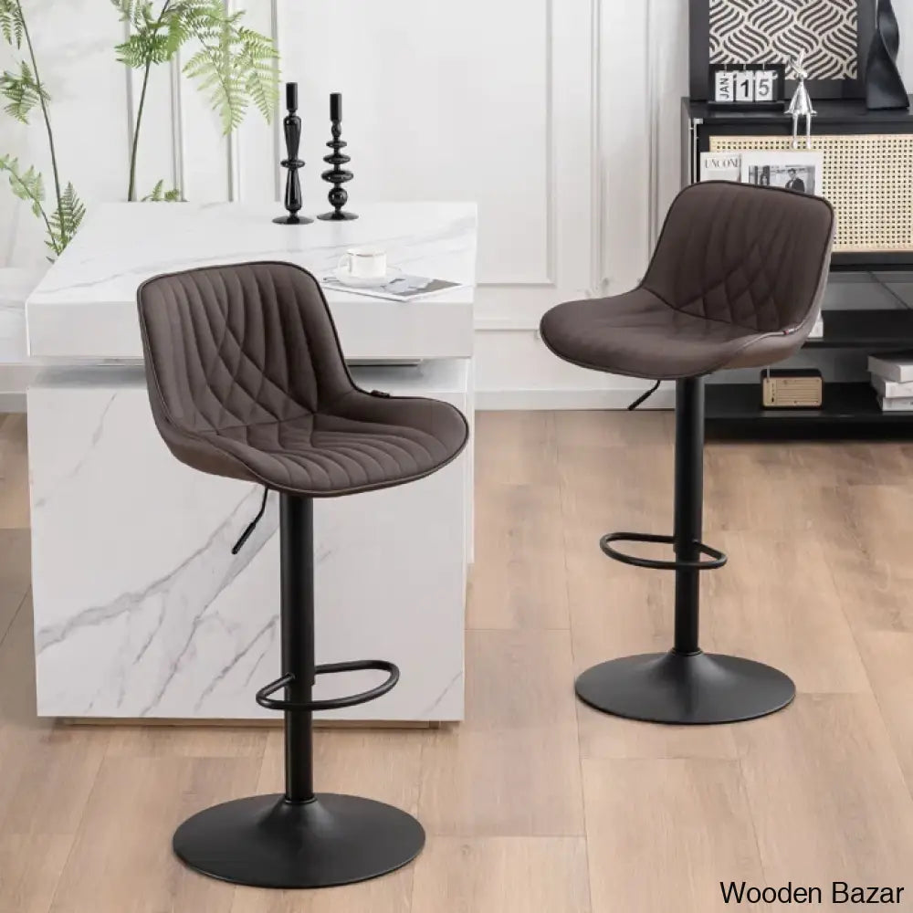 Zagero Swivel Adjustable Height Bar Stools Leather Upholstered Counter And Bar Modern Pub Stool