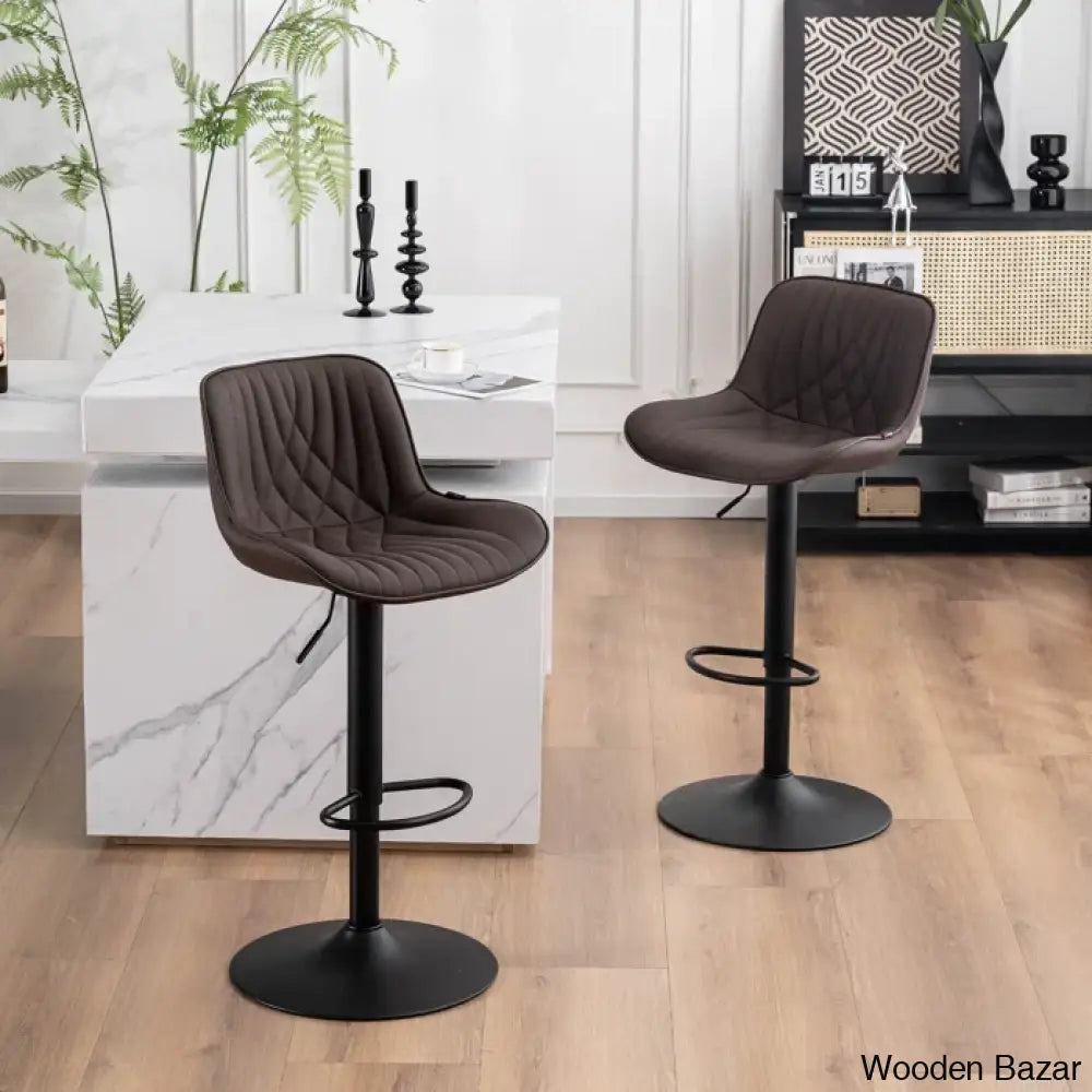 Zagero Swivel Adjustable Height Bar Stools Leather Upholstered Counter And Bar Modern Pub Stool