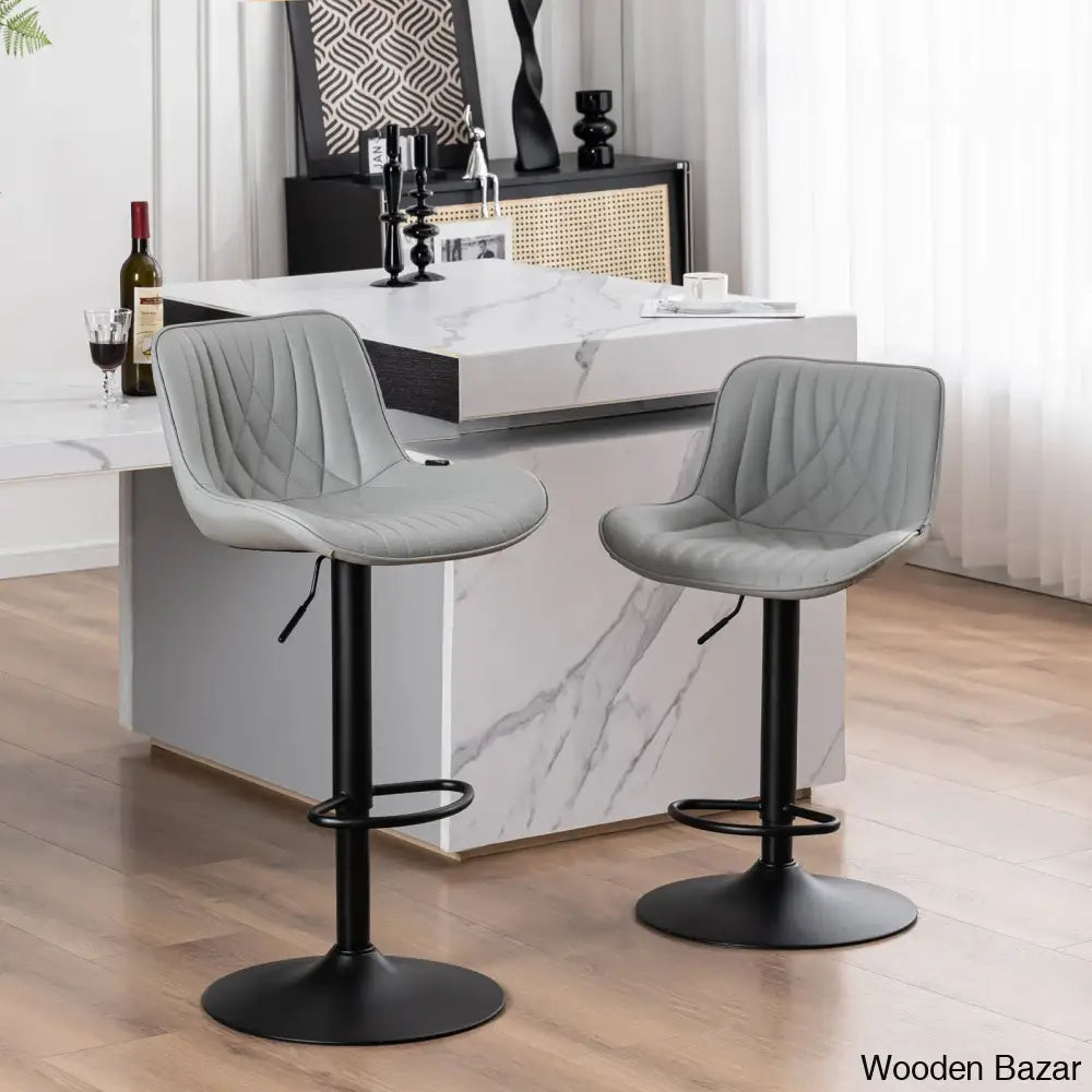 Zagero Swivel Adjustable Height Bar Stools Leather Upholstered Counter And Bar Modern Pub Stool