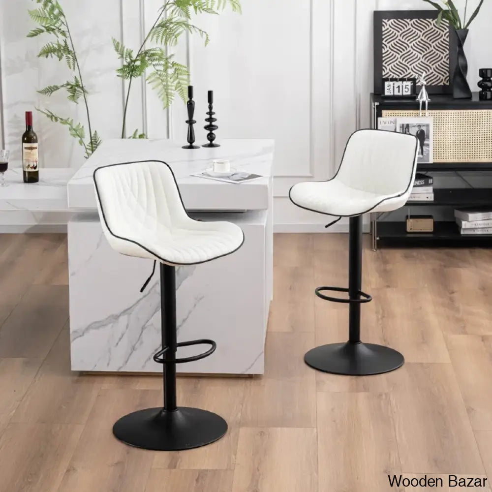 Zagero Swivel Adjustable Height Bar Stools Leather Upholstered Counter And Bar Modern Pub Stool