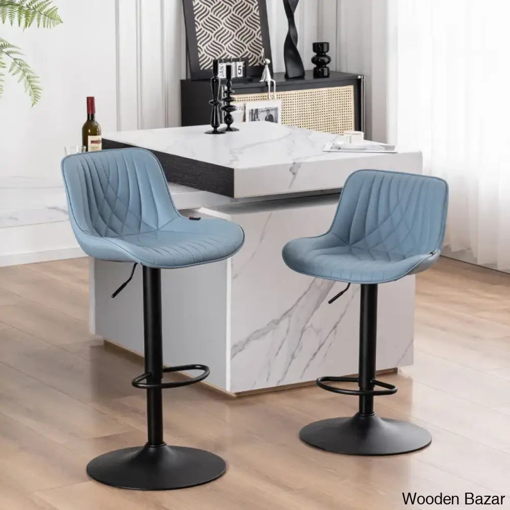 Zagero Swivel Adjustable Height Bar Stools Leather Upholstered Counter And Bar Modern Pub Stool