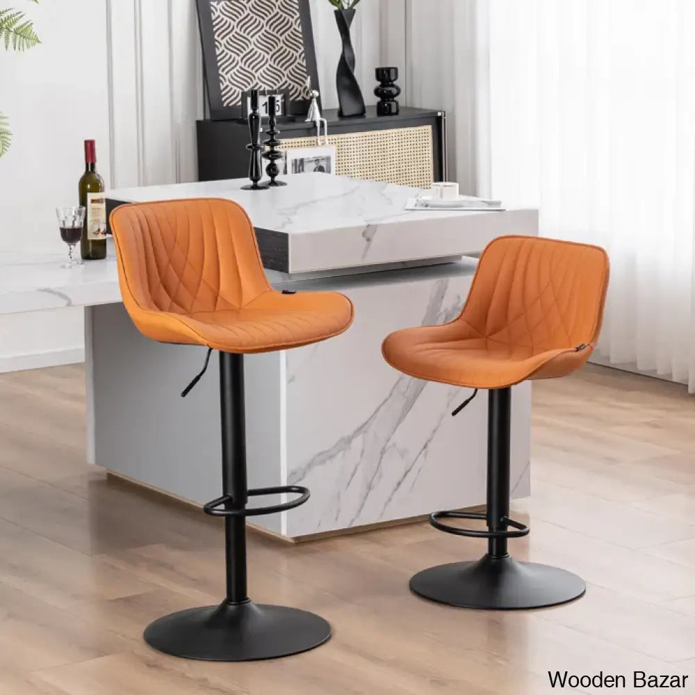 Zagero Swivel Adjustable Height Bar Stools Leather Upholstered Counter And Bar Modern Pub Stool