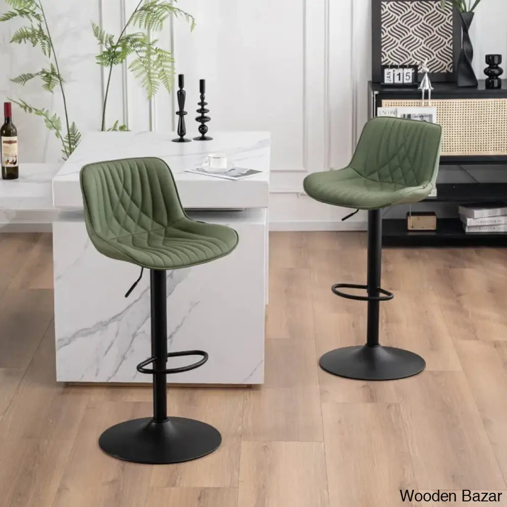 Zagero Swivel Adjustable Height Bar Stools Leather Upholstered Counter And Bar Modern Pub Stool