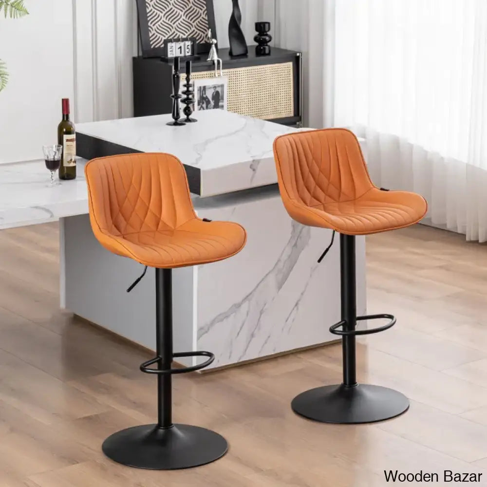 Zagero Swivel Adjustable Height Bar Stools Leather Upholstered Counter And Bar Modern Pub Stool