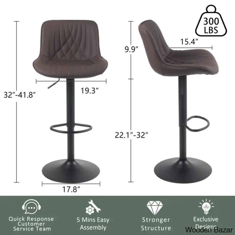 Zagero Swivel Adjustable Height Bar Stools Leather Upholstered Counter And Bar Modern Pub Stool