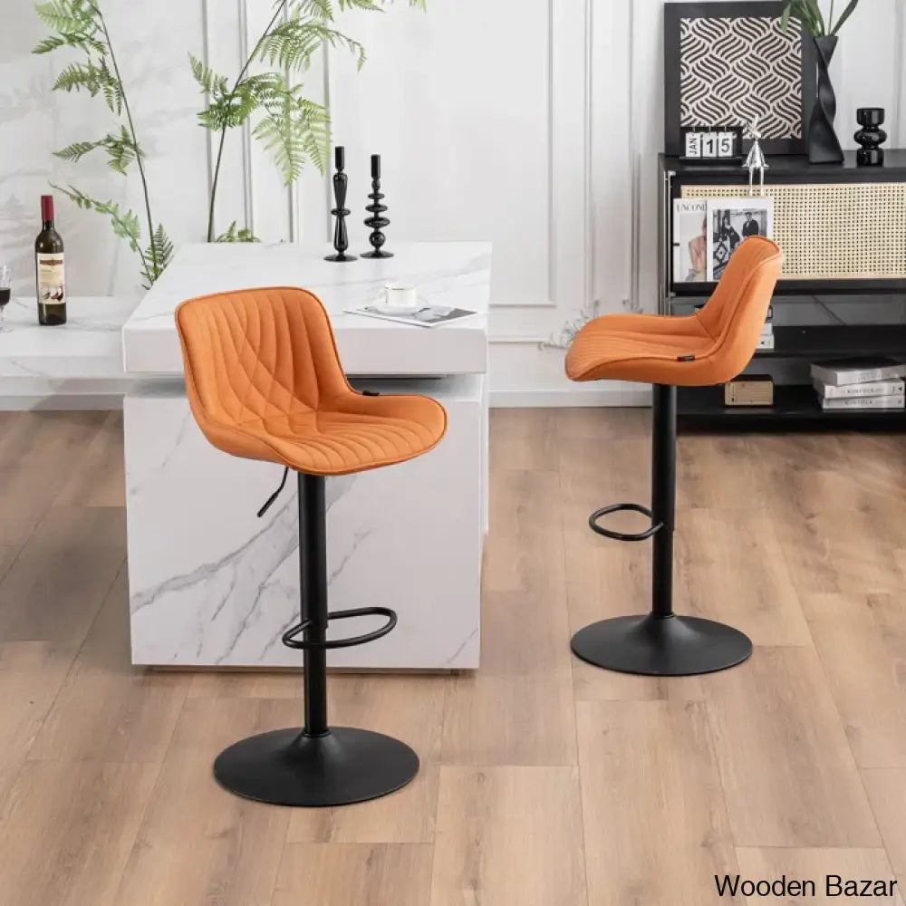 Zagero Swivel Adjustable Height Bar Stools Leather Upholstered Counter And Bar Modern Pub Stool