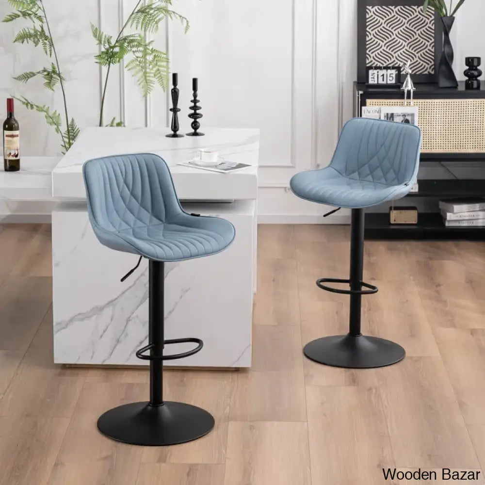 Zagero Swivel Adjustable Height Bar Stools Leather Upholstered Counter And Bar Modern Pub Stool