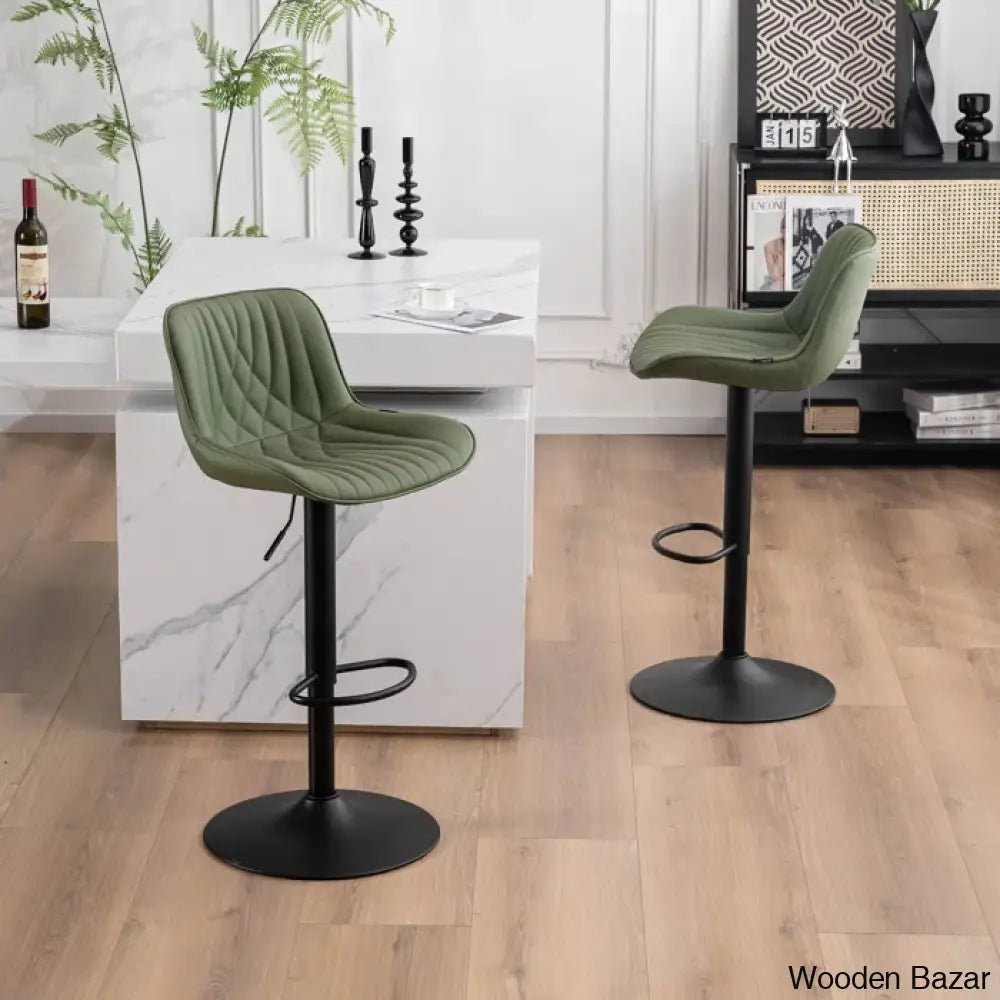 Zagero Swivel Adjustable Height Bar Stools Leather Upholstered Counter And Bar Modern Pub Stool