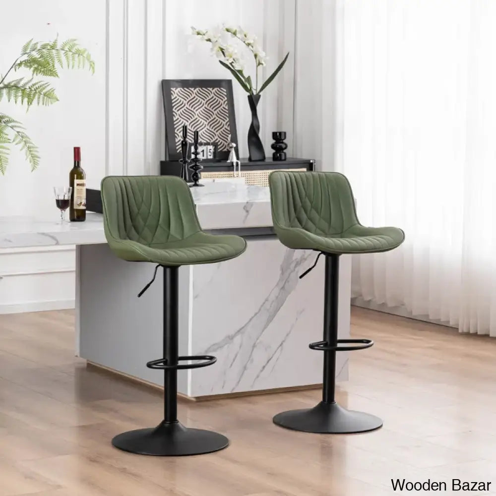 Zagero Swivel Adjustable Height Bar Stools Leather Upholstered Counter And Bar Modern Pub Stool