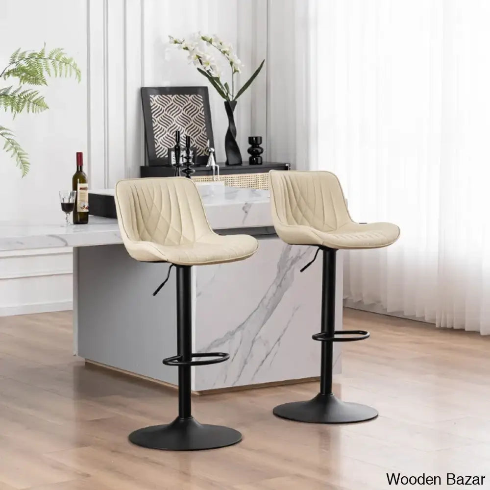 Zagero Swivel Adjustable Height Bar Stools Leather Upholstered Counter And Bar Modern Pub Stool