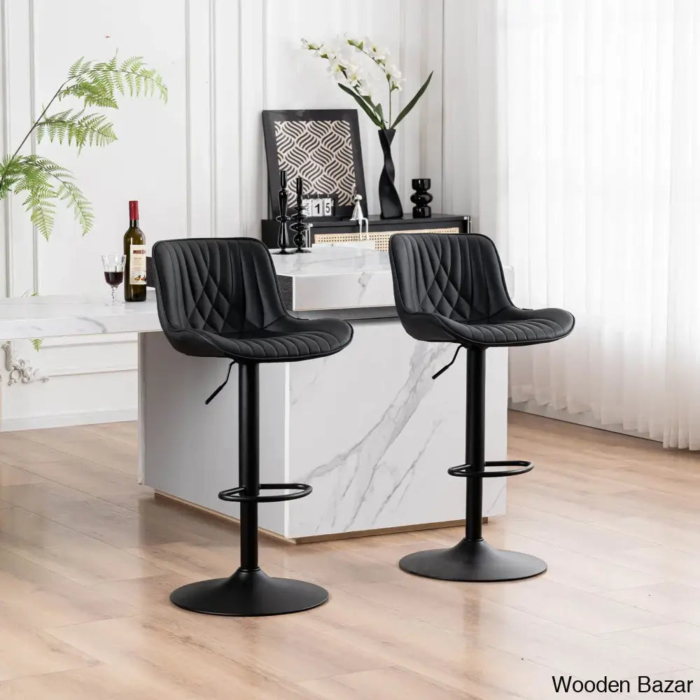 Zagero Swivel Adjustable Height Bar Stools Leather Upholstered Counter And Bar Modern Pub Stool