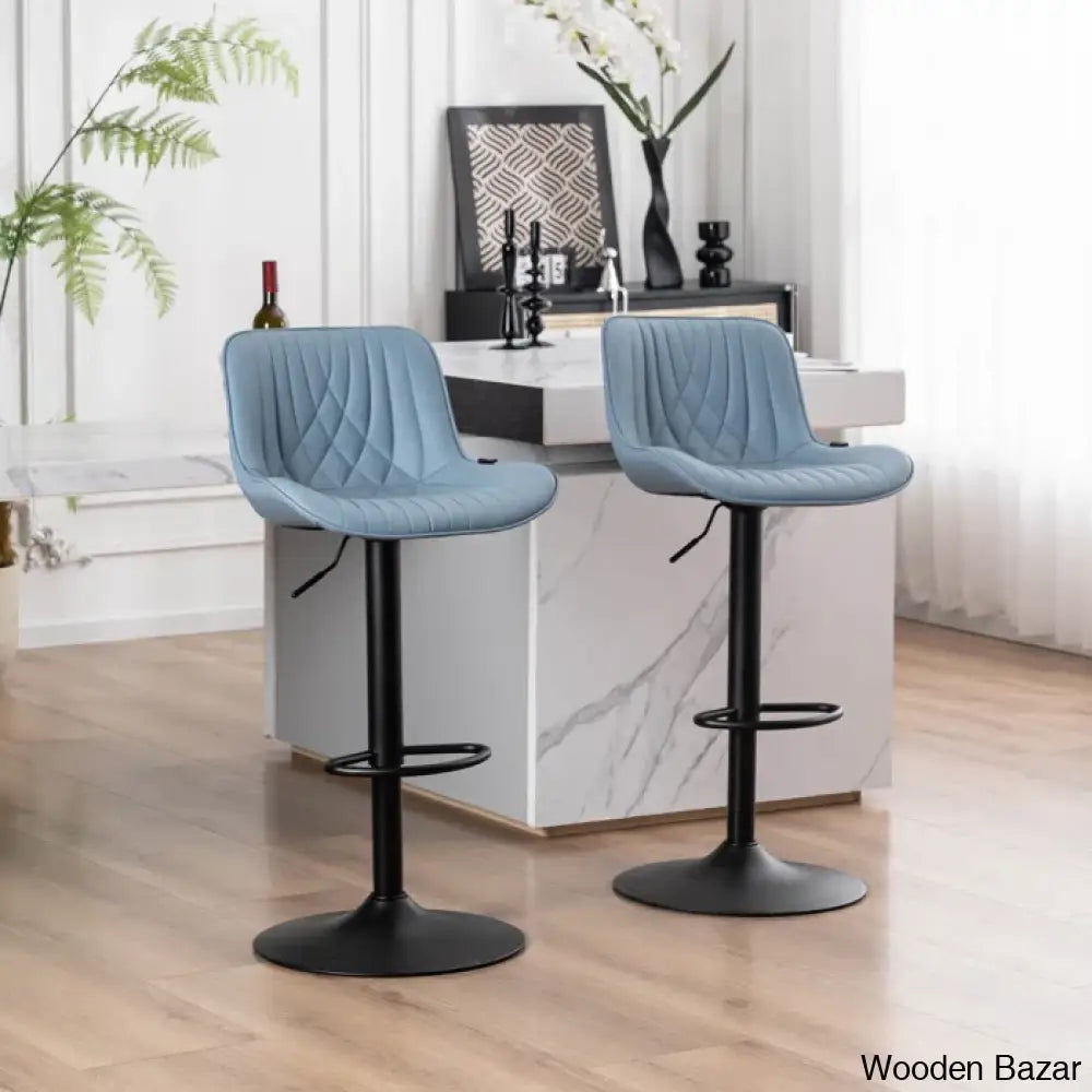 Zagero Swivel Adjustable Height Bar Stools Leather Upholstered Counter And Bar Modern Pub Stool