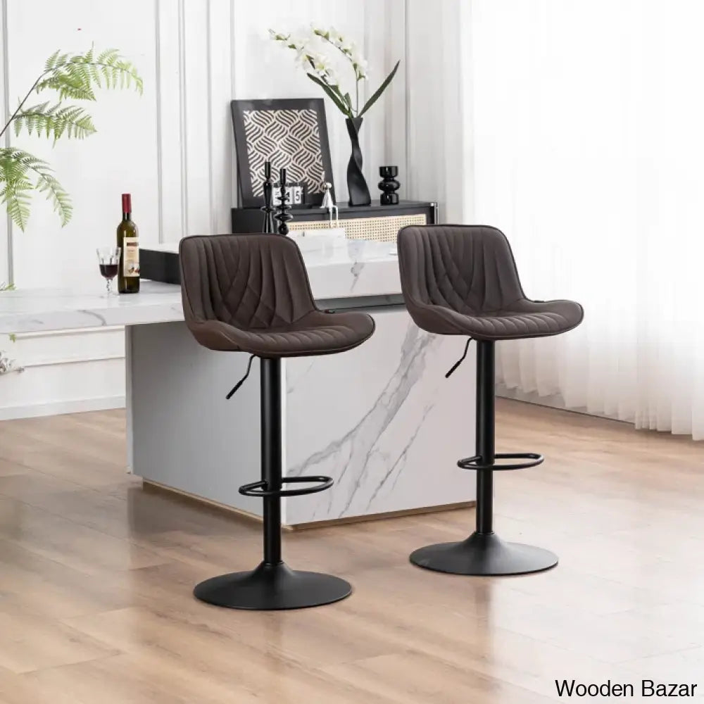 Zagero Swivel Adjustable Height Bar Stools Leather Upholstered Counter And Bar Modern Pub Stool