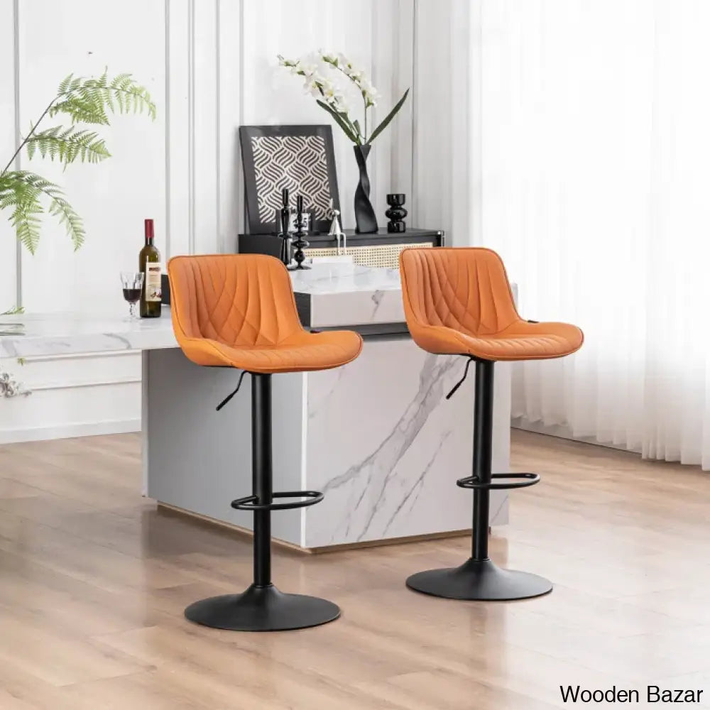 Zagero Swivel Adjustable Height Bar Stools Leather Upholstered Counter And Bar Modern Pub Stool